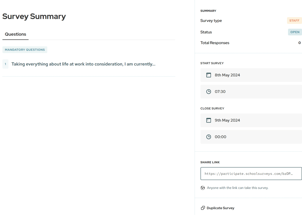 Duplicating a survey - School Surveys