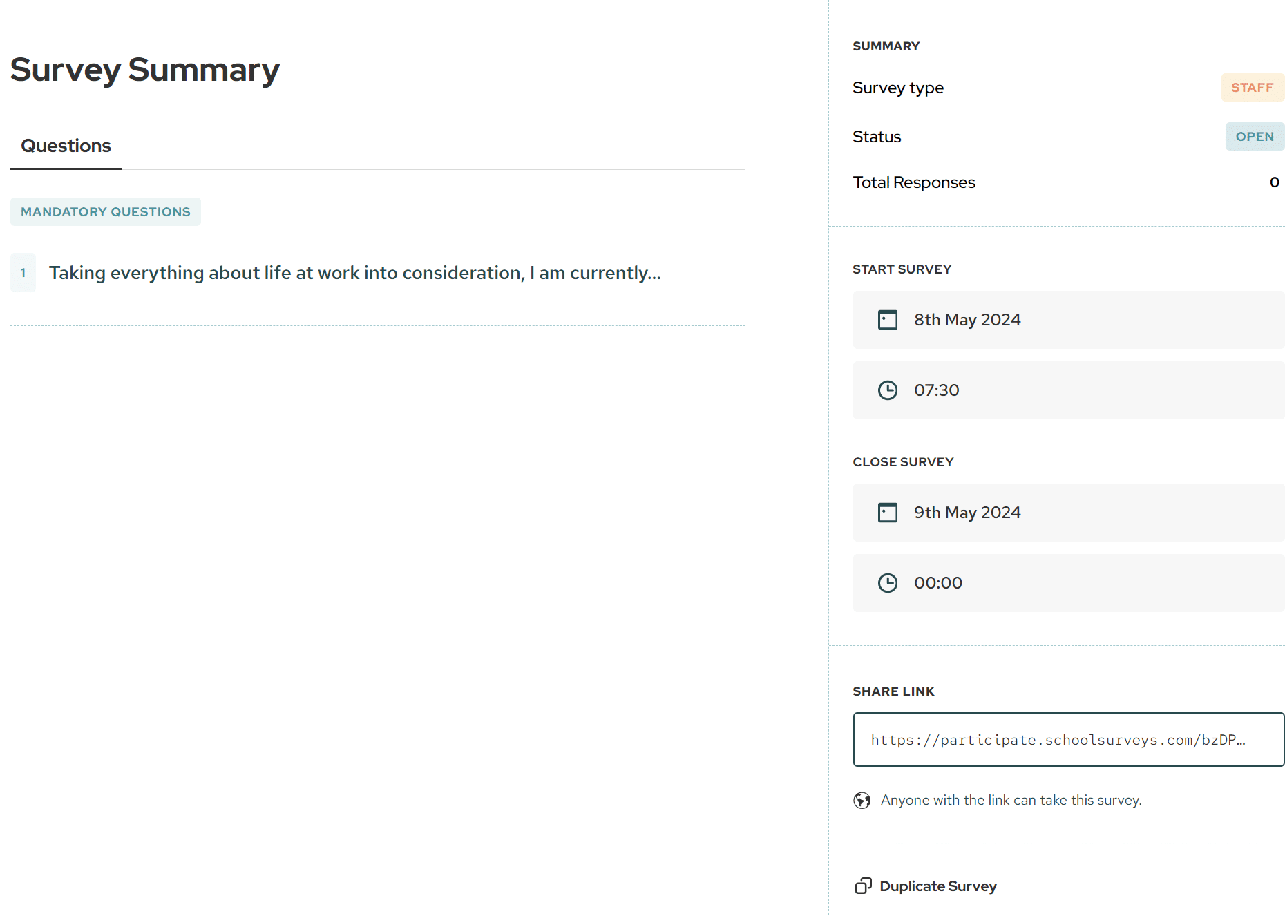 Duplicating a survey - School Surveys